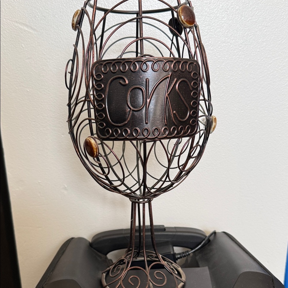 Elegant Brown Wire Wine Cork Holder